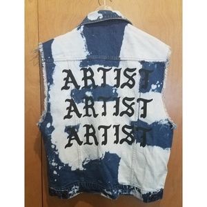 Forever 21 Artist Bleach-Dye Denim Vest Sz L